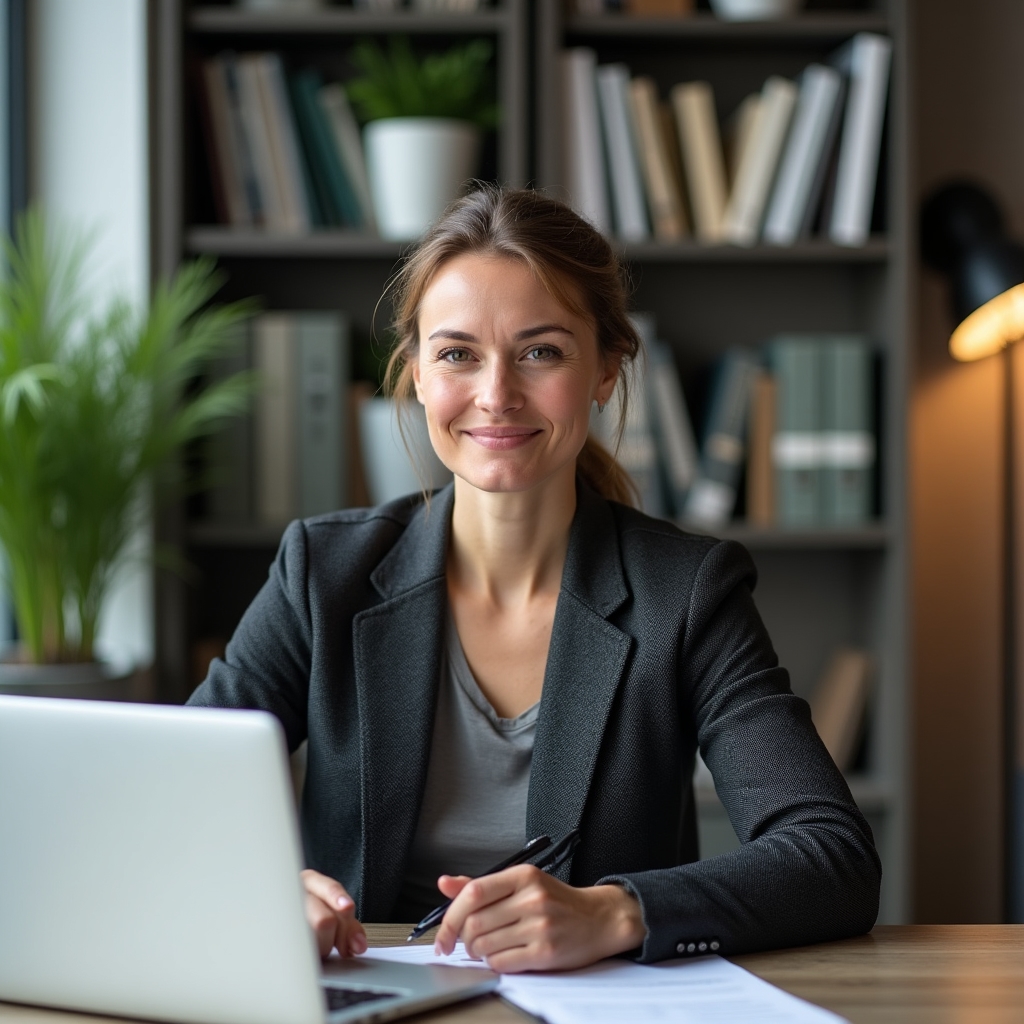Lead instructor at a clean desk with notes and laptop